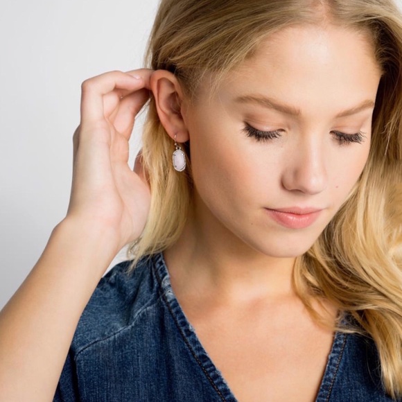 KENDRA SCOTT • Silver Lee Rose Quartz Earrings - Picture 2 of 4